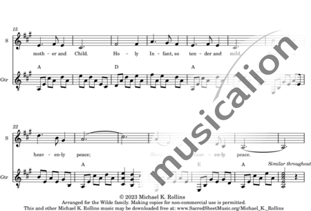 Gruber, Franz Xaver: Silent Night - Chor>SAT+Git+[Vl+Vla]:1