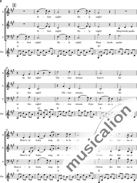 Gruber, Franz Xaver: Silent Night - Chor>SAT+Git+[Vl+Vla]:2