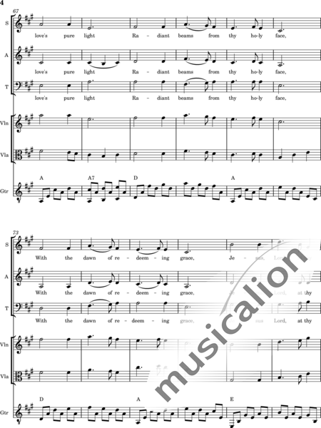 Gruber, Franz Xaver: Silent Night - Chor>SAT+Git+[Vl+Vla]:4
