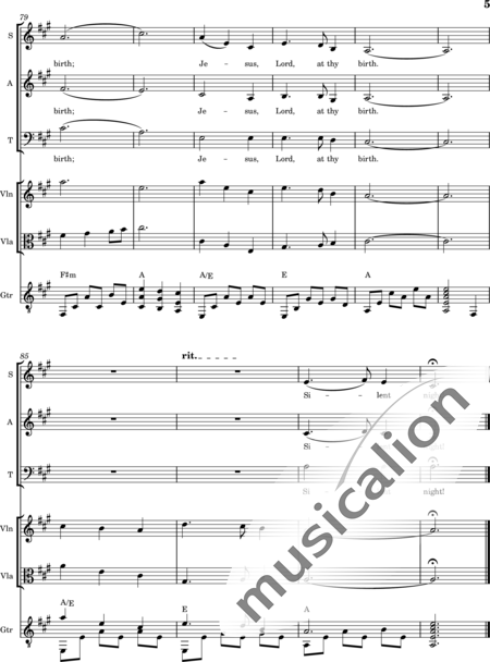Gruber, Franz Xaver: Silent Night - Chor>SAT+Git+[Vl+Vla]:5
