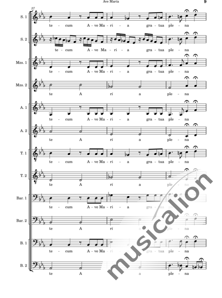 Cassone, Leopoldo: Ave María - Chor>SSSSAATTBBBB:9