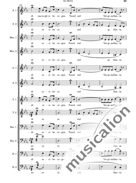 Cassone, Leopoldo: Ave María - Chor>SSSSAATTBBBB:33