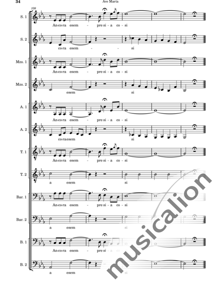 Cassone, Leopoldo: Ave María - Chor>SSSSAATTBBBB:34