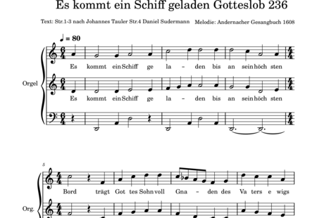 Göttig, Norbert: A Ship is Coming Laden Praise to God 236;1-3+4 - Coro>SAB+Órgano>cPed:0