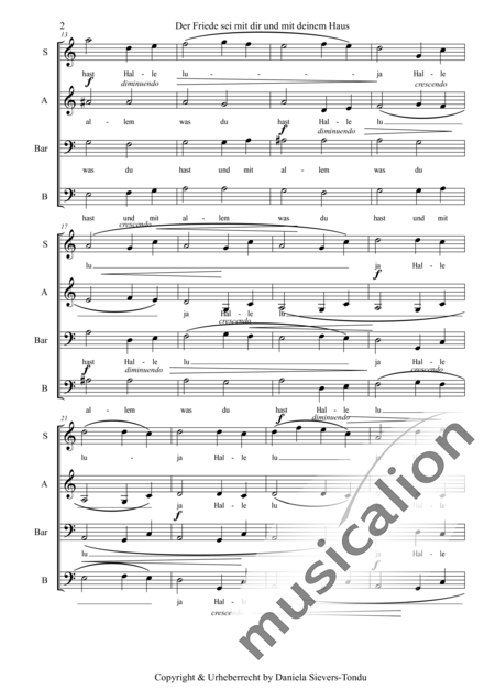 Sievers, Daniela: Kanon Der Friede sei mit dir und mit deinem Haus - Chor>SATB:2