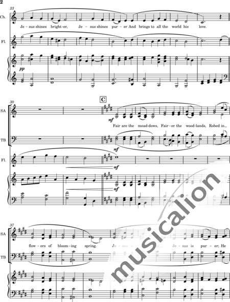 Anónimo, desconocido: Beautiful Savior - Coro>SSATB+Pno+Fl:2