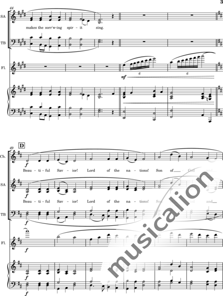 Anónimo, desconocido: Beautiful Savior - Coro>SSATB+Pno+Fl:3