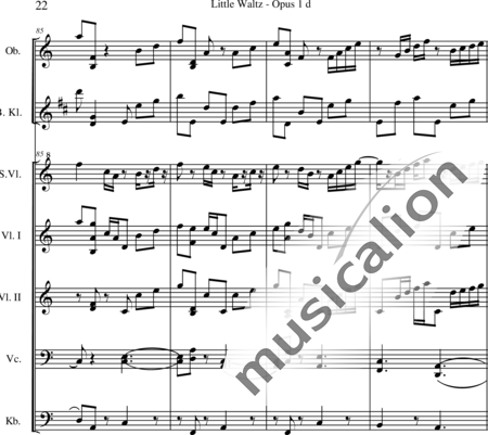Mücher, Alwin: Pequeño Vals - Violín+Ob2+Clar2+Vl2+Vc+Cb:22