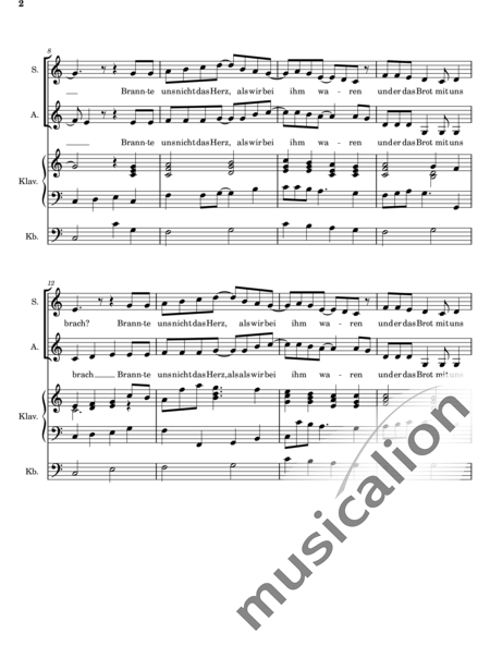 Kock, Elisabeth: Brannte uns nicht das Herz (Did Our Heart Not Burn) - Solo>sop/alt+Pf+[Vln+Db]:2