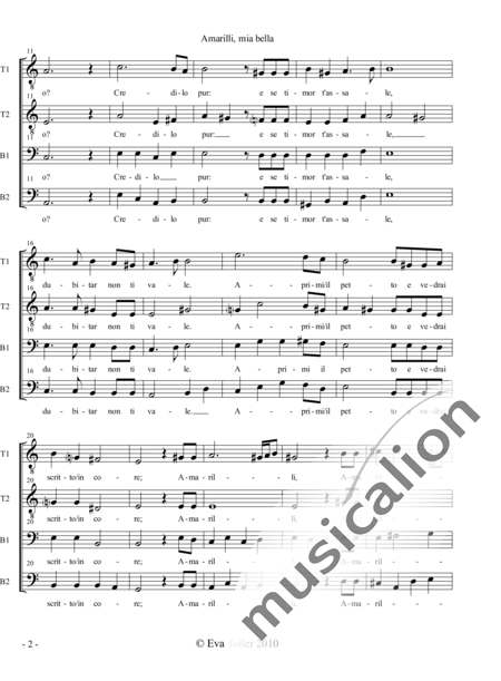 Caccini, Giulio: Amarilli, mia bella - Chor>TTBB:2