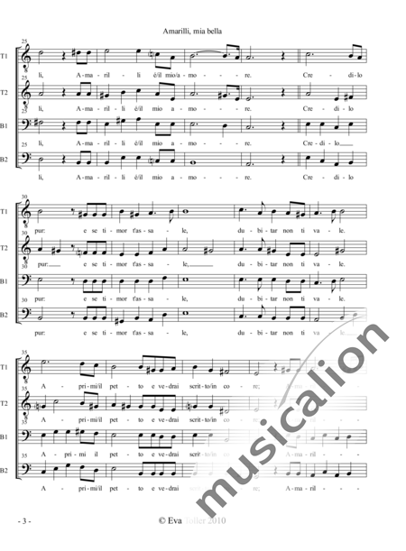 Caccini, Giulio: Amarilli, mia bella - Chor>TTBB:3
