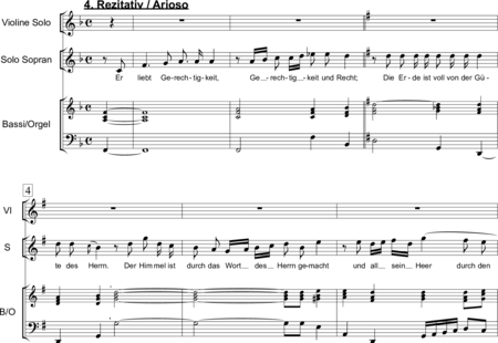 Vogel, Mario: Nun danket all und bringet Ehr - 4. Rezitativ / Arioso "Er liebt Gerechtigkeit u - Solo>Sop/Bass+Chor>SATB+Violine+Basso Continuo+[Vl2+Vla+Kb]+Fl+Org:0