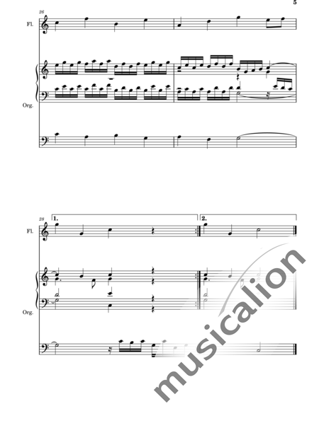 Bach, Johann Sebastian: Prelude in C from Little Preludes and Fugues - Flauta+Órgano>cPed:5