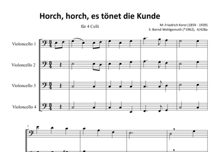 Korst, Friedrich: Horch, horch, es tönet die Kunde (Hark, Hark, the Tidings Ring Out) - Violoncello 4:0