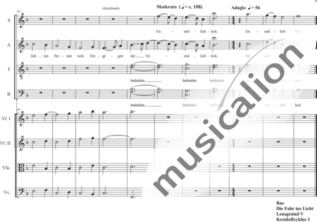 Schäfer, Martina: Lenzgesind V Journey into the Light (Just as now all pleasure and joy) - Solo>sop/alto/Ten/bajo+[Vl2+Vla+Vc]:6