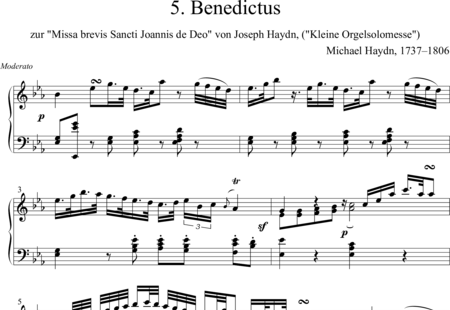 Haydn, (Franz) Joseph: Misa Breve Sancti Joannis de Deo (pequeña misa con órgano): 5. Benedictus - Solo>sop+Coro>SATB+Órgano:0