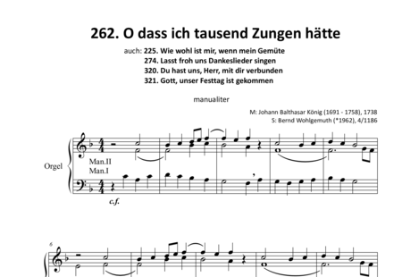 König, Johann Balthasar: O dass ich tausend Zungen hätte (4) - Orgel:0