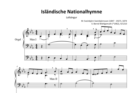 Sveinbjörnson, Sveinbjörn: Isländische Nationalhymne - Lofsöngur - Orgel>mPed:0