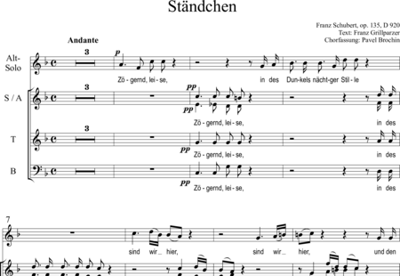 Schubert, Franz (Peter): Ständchen - Zögernd leise - Solo>Alt+Chor>SATB:0