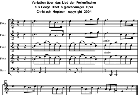 Heptner, Christoph: Lied der Perlenfischer - Flöte 5:0