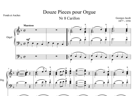 Jacob, Georges: Douze Pieces Pour Orgue Nr 8 Carillon - Orgel>mPed:0