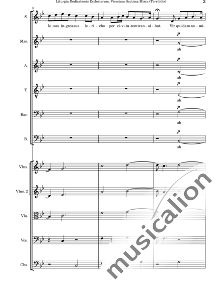 Dominguez Arcos, Alicia: Liturgia Dedicationis Ecclesiarum. Vicesima Septima Missa (Terribilis) - Coro>SSATBX+Violín 2+Viola+Violoncello+Contrabajo:3