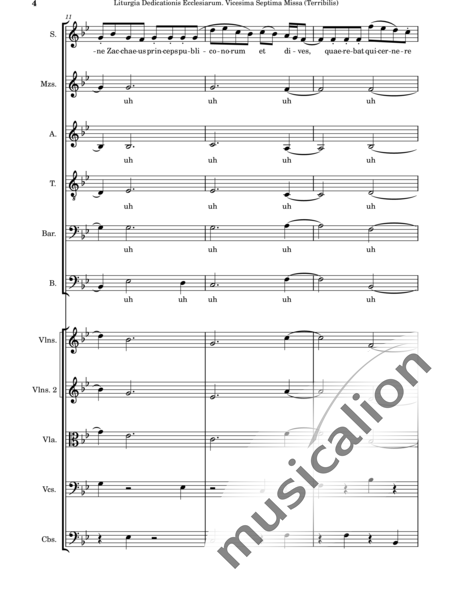 Dominguez Arcos, Alicia: Liturgia Dedicationis Ecclesiarum. Vicesima Septima Missa (Terribilis) - Coro>SSATBX+Violín 2+Viola+Violoncello+Contrabajo:4