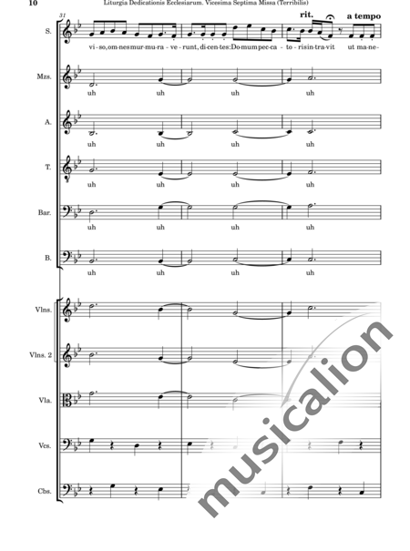 Dominguez Arcos, Alicia: Liturgia Dedicationis Ecclesiarum. Vicesima Septima Missa (Terribilis) - Coro>SSATBX+Violín 2+Viola+Violoncello+Contrabajo:10