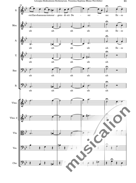 Dominguez Arcos, Alicia: Liturgia Dedicationis Ecclesiarum. Vicesima Septima Missa (Terribilis) - Coro>SSATBX+Violín 2+Viola+Violoncello+Contrabajo:11