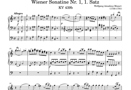 Mozart, Wolfgang Amadeus: Viennese Sonatina No. 1, K. 439b – 1st movement, Allegro - Órgano>cPed:0