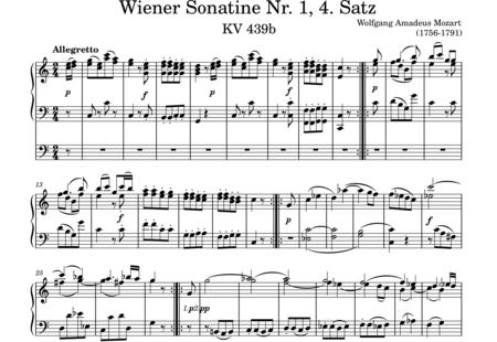 Mozart, Wolfgang Amadeus: Wiener Sonatine Nr. 1 KV 439b - 4. Satz Allegretto - Orgel>mPed:0