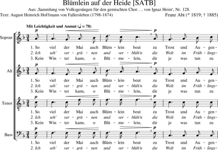 Abt, Franz: Blümlein auf der Heide [SATB] - Chor>SATB:0