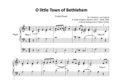 Anonymus, Unknown: O little Town of Bethlehem (Mel. I) - FOREST GREEN - Organ>wped:0