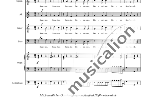 Mozart, Wolfgang Amadeus: Missa brevis C-dur ("Spatzenmesse") für Chor und Orchester - Sanctus - Chor>SATB+[Vl2]+TrpB2+[Kb]+OrgmP+Pk:1