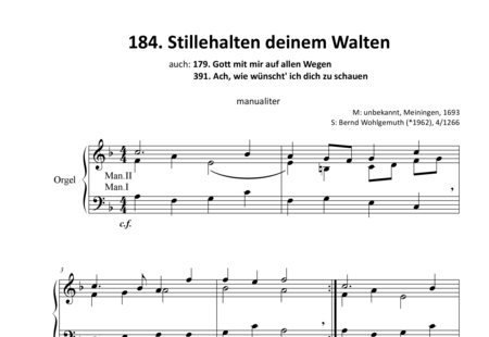 Anonymus, Unbekannt: Stillehalten deinem Walten / Komm', o komm', du Geist des Lebens (5) - Orgel:0