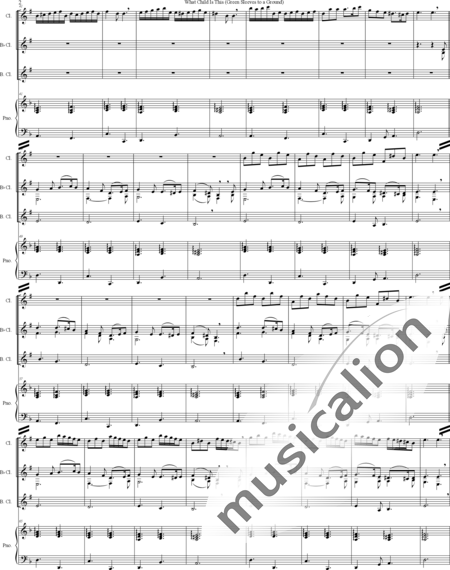 Anonymus, Unbekannt: Green Sleeves for 4 clarinets and piano - Klarinette 4+Klavier:2