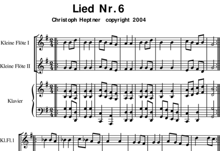 Heptner, Christoph: Lied Nr.  6 - Flöte 4+Klavier:0