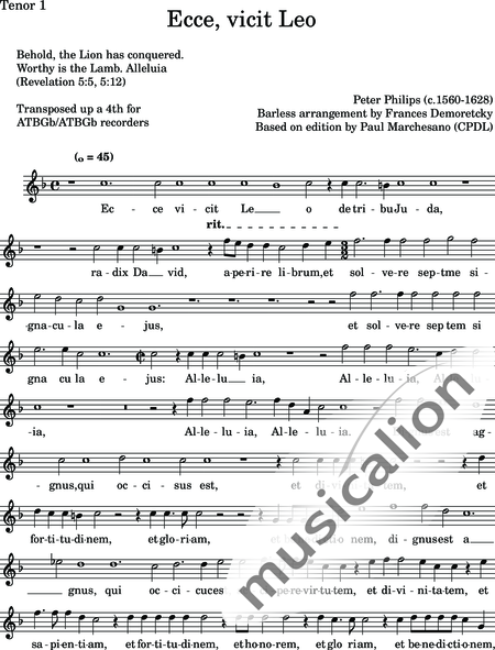 Philips, Peter: Ecce, vicit Leo - Blockflöte 8:10