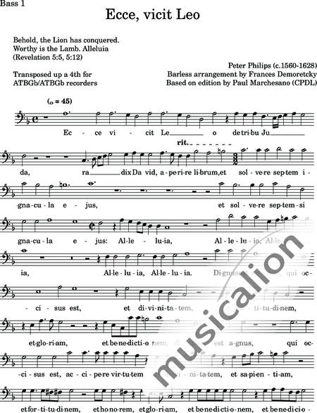 Philips, Peter: Ecce, vicit Leo - Blockflöte 8:12