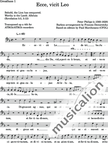 Philips, Peter: Ecce, vicit Leo - Blockflöte 8:14