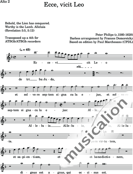 Philips, Peter: Ecce, vicit Leo - Blockflöte 8:16