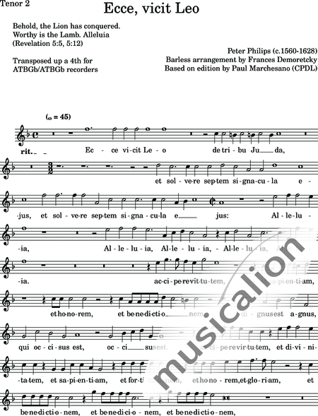 Philips, Peter: Ecce, vicit Leo - Blockflöte 8:18