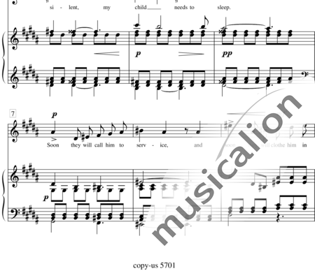 Hübner, Dietmar: Five Songs of Night: II. Canción de la Madre (Silent, be silent) - Solo>sop+Piano:1