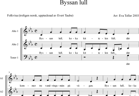 Anónimo, desconocido: Byssan lull - Coro>SSAATTBB:0