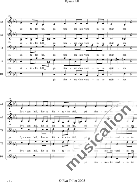 Anónimo, desconocido: Byssan lull - Coro>SSAATTBB:4