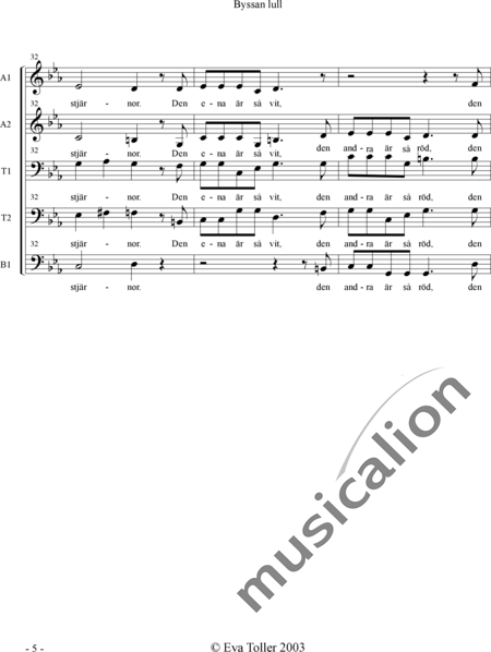 Anónimo, desconocido: Byssan lull - Coro>SSAATTBB:5
