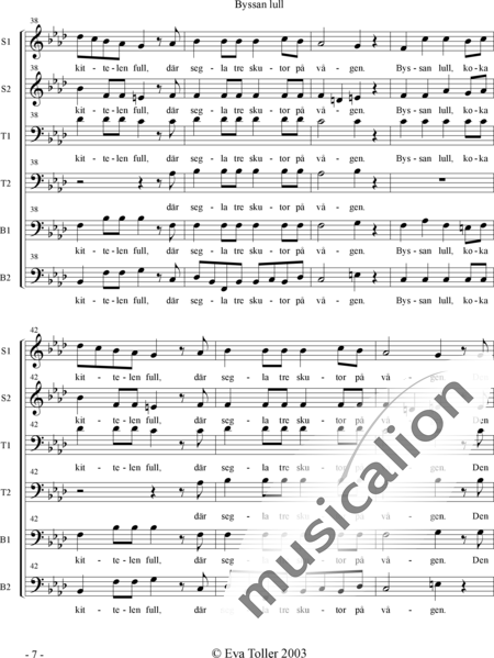 Anónimo, desconocido: Byssan lull - Coro>SSAATTBB:7