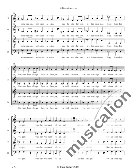 Toller, Eva: Alliterationsvisa - Chor>SATB:2