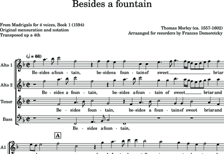Morley, Thomas
: Besides a fountain - Flauta dulce 4:0