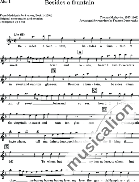 Morley, Thomas
: Besides a fountain - Flauta dulce 4:6